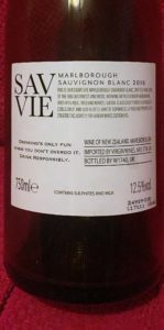 Savvie Marlborough Sauvignon Blanc 2016 Back